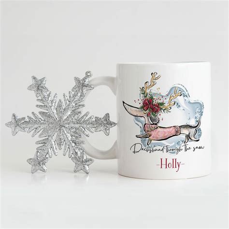 Personalised Dachshund Through The Snow Christmas Mug By Hope And