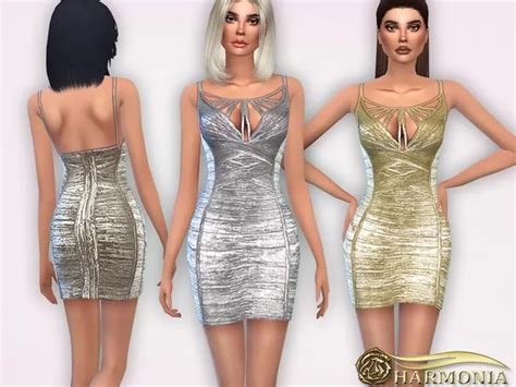 Cutout Metallic Bandage Mini Dress Los Sims 4 Descarga Simsdom