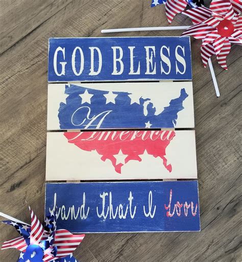 Diy Patriotic God Bless America Wooden Sign Sew Simple Home