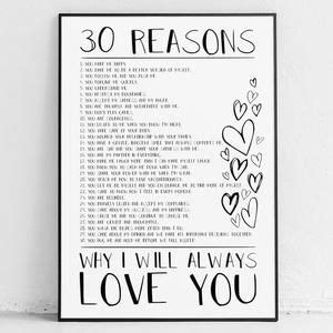 Reasons Why We I Love You Print Friend Picture Gift For Etsy In Reasons I Love You