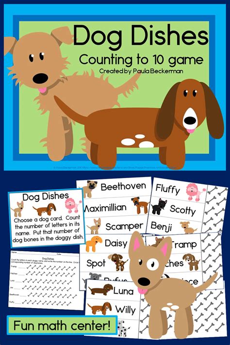 Counting To 10 Game With Dog Dishes Fun Math Centers Dog Dish Fun Math