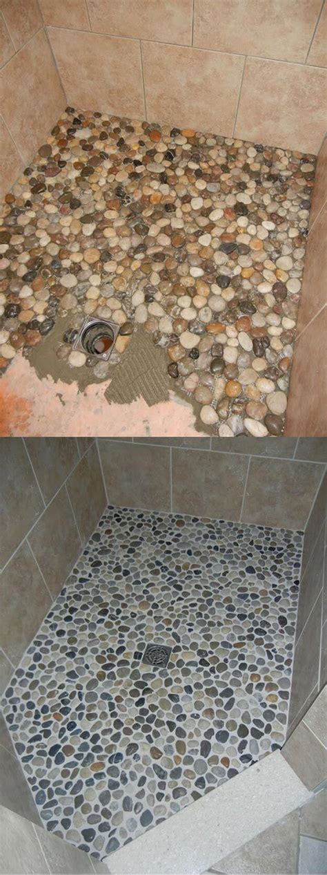 River Rock Bathroom Floor Diy Flooring Tips