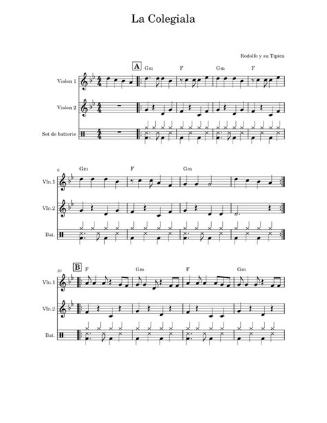 La Colegiala Sheet Music For Violin Percussion Download Free In Pdf