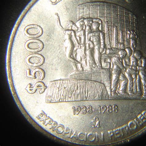 Moneda 5000 Pesos 1988 Expropiacion Petrolera Niquel 3500 En