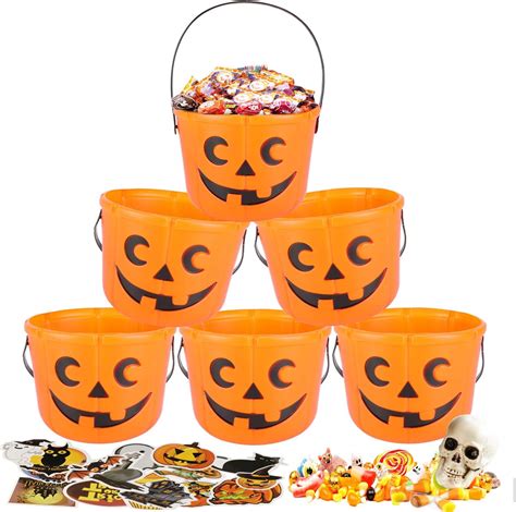 Konsait 6 Pack Halloween Trick Or Treat Pumpkin Bucket Jack