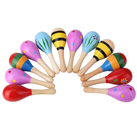 Buy Sansheng 12 Pcs Mini Wood Festival Maracas Toys Wooden Maracas