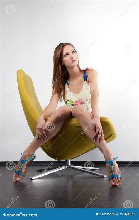 Female Posing In The Chair Stock Photo Image Of Comfortable