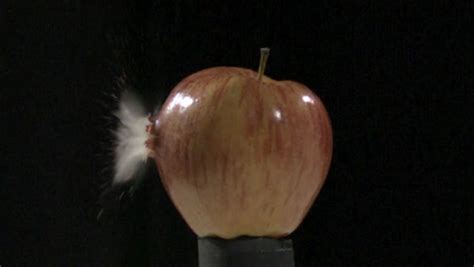 Bullet Going Through Apple At 49000 Frames Per Second Super Slow