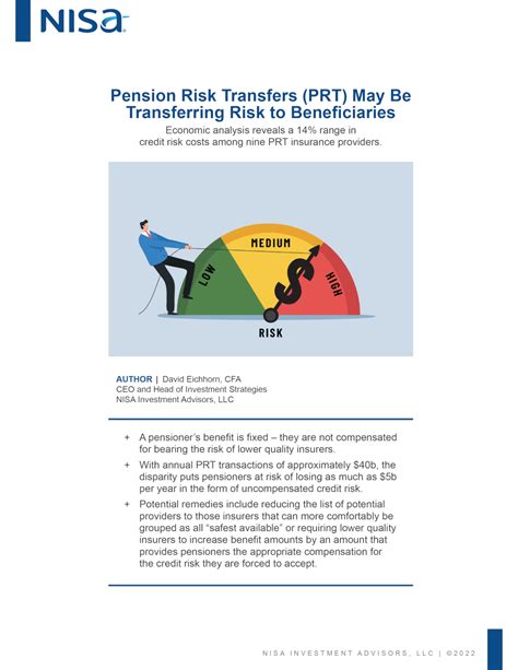 Pension Risk Transfers May Be Transferring Risk To Beneficiaries
