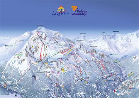 Über 110 liftanlagen erschließen die hänge des dome de bellecôte (la plagne) bis auf 3400 m höhe. plan des pistes Peisey-Vallandry