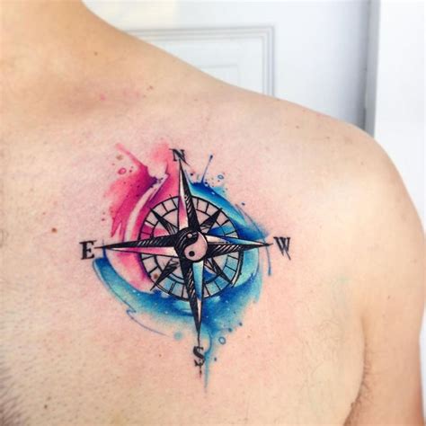 Compass Watercolor Tattoo But Without The Yin Yang Tatuajes