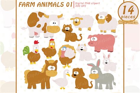 Cute Farm Animals Clip Art Barnyard Art Graphic By Clipartfables