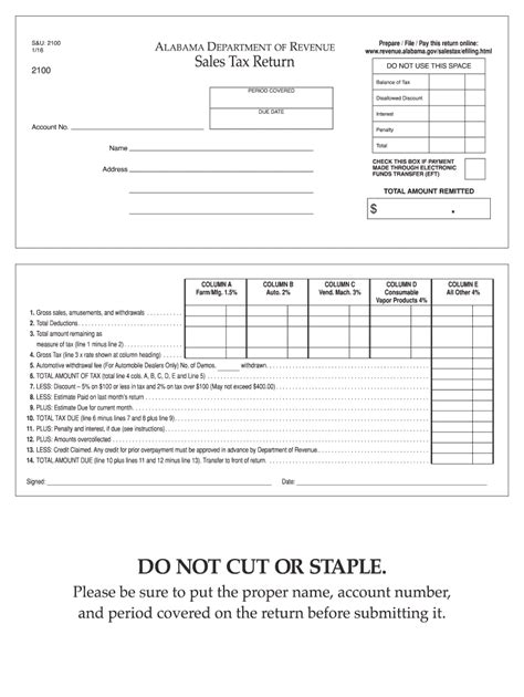 Alabama Sales Tax 2016 2024 Form Fill Out And Sign Printable Pdf