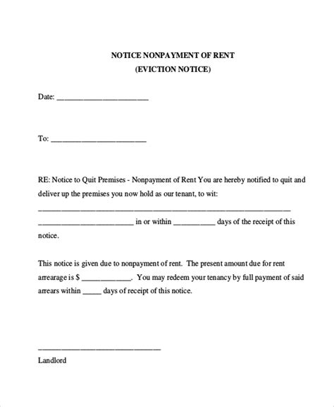 Printable 30 Day Notice To Landlord Template