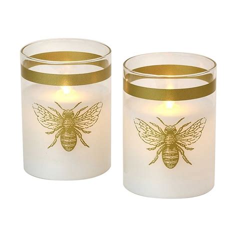 Moving Flame Glass Led Candles In Honey Bee Set Of 2 Bed Bath