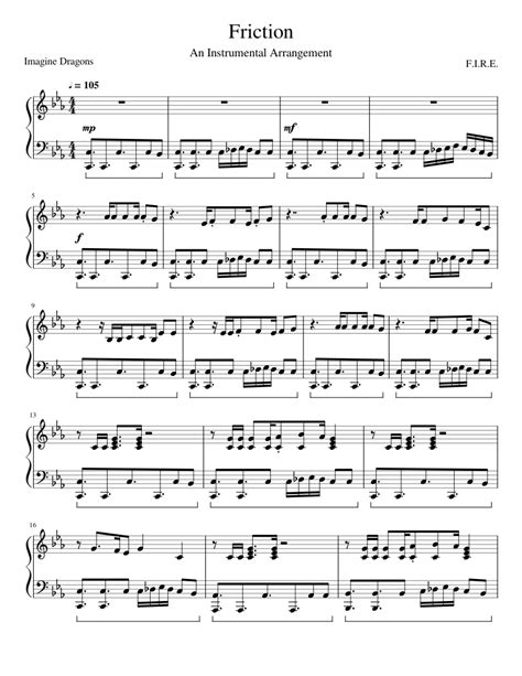 85 Imagine Dragons Friction Sheet Music For Piano Solo