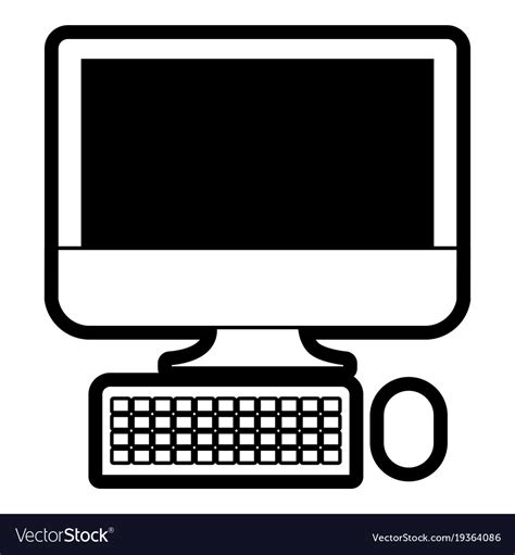 Desktop Computer Icon In Black Silhouette Vector Image