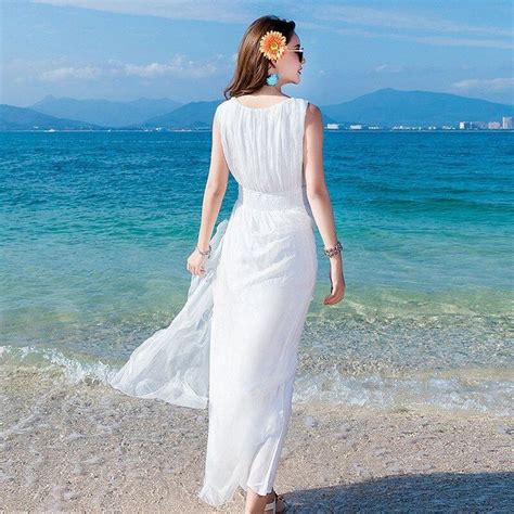 White Long Dresses Beach Party Dress Sleeveless Ifashionova Long White Dress Long Beach