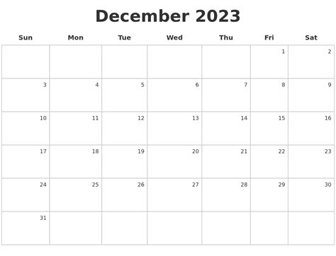November 2023 Calendar Maker