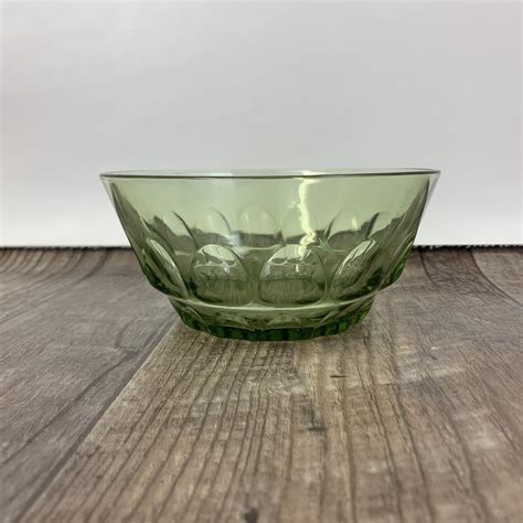 Green Thumbprint Bowl Small Green Glass Bowl Etsy