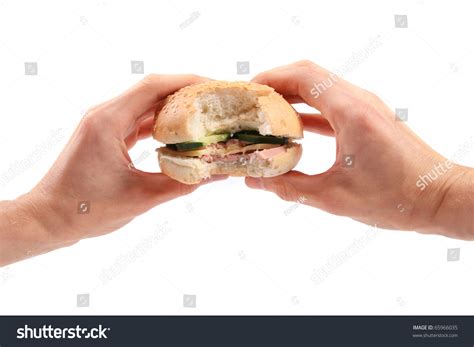 Hands Hold Burger Isolated On White Stock Photo Shutterstock