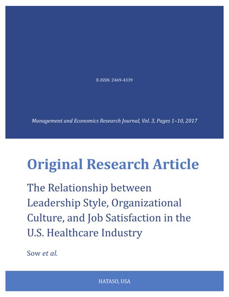 It is therefore critical that organisational leaders understand the imperative of managing cultures, the impact that change may have on individuals and therefore collective performance. (PDF) The Relationship between Leadership Style ...