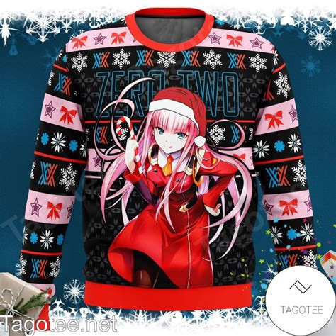 Zero Two Darling In The Franxx Anime Xmas Ugly Christmas Sweater Tagotee