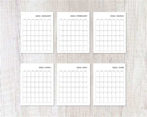 2022 2023 Minimalist Calendar Printable Monthly Calendar Etsy