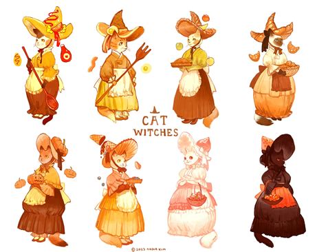 Autumn Witch Cat Sticker Set Nkimillustrate