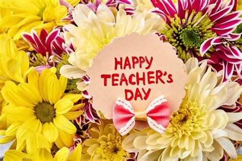 Flowers And Teachers Day Card Congratulation With Knowledge Day