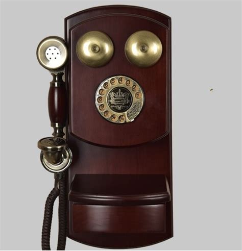 Mode Kayu Solid Telepon Antik Dipasang Di Dinding Lonceng Mekanis Kuno