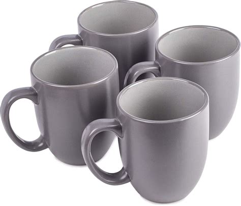dawsons living grey ceramic mugs tall porcelain tea and coffee mug 11oz set of 4 amazon