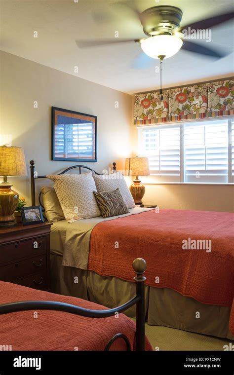 Twin Bed Guest Room In Upscale Home Florida Usa Stock Photo Alamy