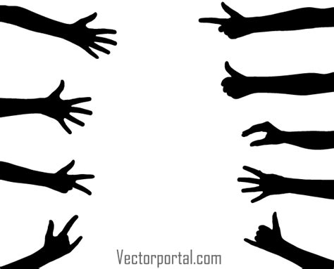 Hand Gesture Vector Silhouettes Download Free Vector Art Free Vectors