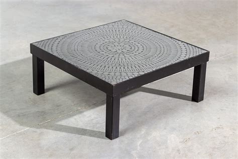 The middle of the coffee table has a unique glass tile mosaic that can be customized to your liking. Steel & Black Resin Mosaic Coffee Table by Raf Verjans ...