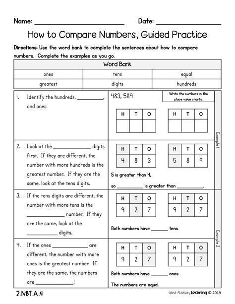 Comparing Three Digit Numbers Worksheet Have Fun Teaching 2nd Grade