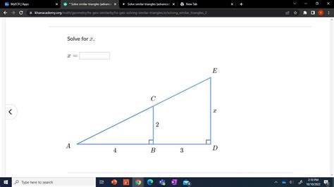 Solve Similar Triangles Advanced Khan Academy Solve For X
