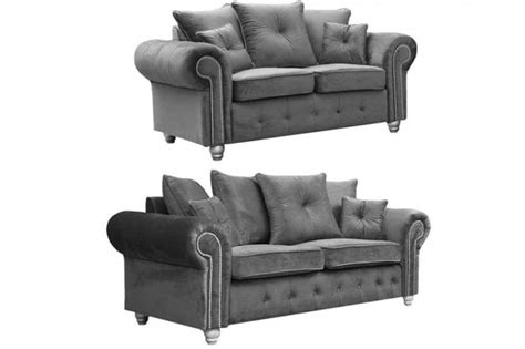 Olympia Grey Fabric Velvet 32 Seater Sofa Set Furnitureinstore