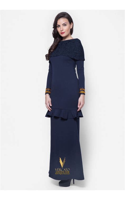 Dark blue songket dark blue wedding, blue wedding dresses | baju pengantin navy blue. Baju Kurung Moden Lace - Vercato Amelia in Navy Blue. Buy ...
