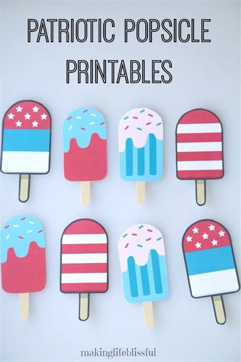 Patriotic Popsicle Garland Printable For The 4th Of July Etsy