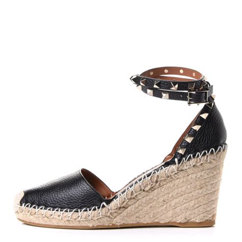 Valentino Garavani Grained Calfskin Rockstud Ankle Wrap Espadrille 15