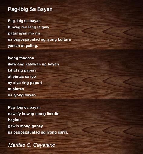 Pag Ibig Sa Bayan Pag Ibig Sa Bayan Poem By Marites C Cayetano