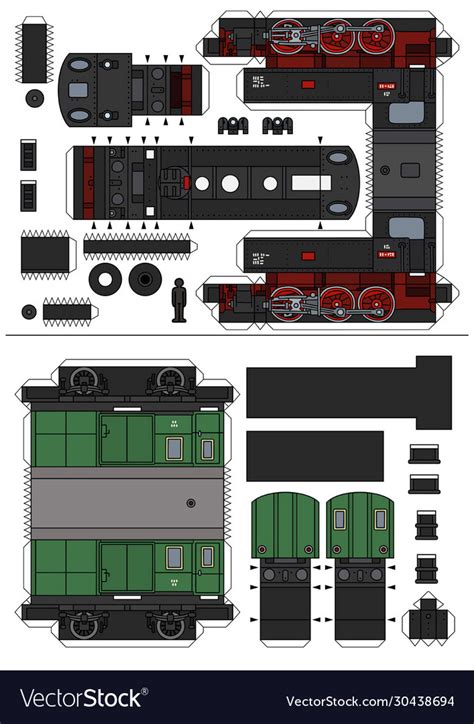 Paper Model A Vintage Steam Train Royalty Free Vector Image