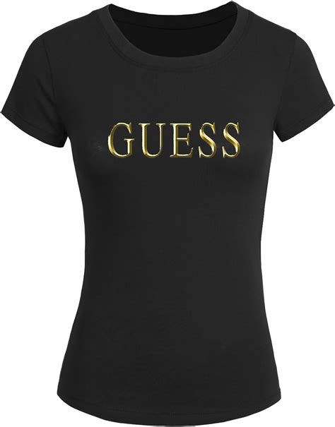 Guess Logo For Womens Printed Short Sleeve Tops T Shirts Amazon Ca Clothing Shoes