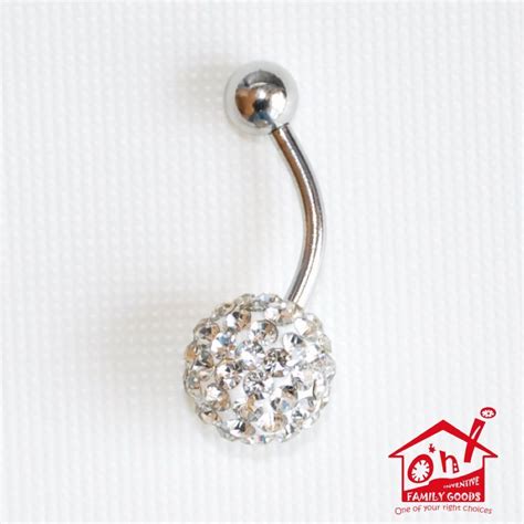 10mm Ferido Bead Shamballa Crystal Stainless Steel Belly Bar Ring Navel