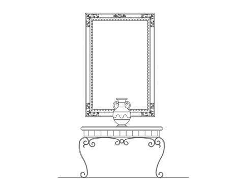Console Con Front Drawing Room Table Block Cad Drawing Details Dwg File