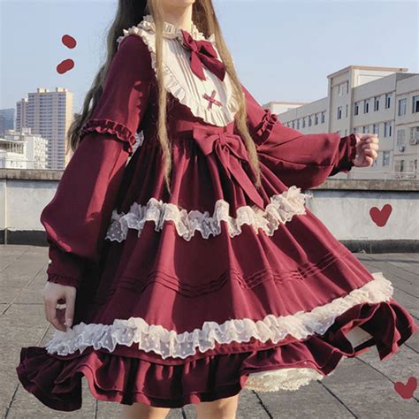 Lolita Dress With Bowknotruffle Collar Gothic Dresspuff Etsy
