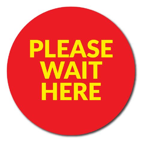 Please Wait Here Red 300mm X 300mm Dc Print
