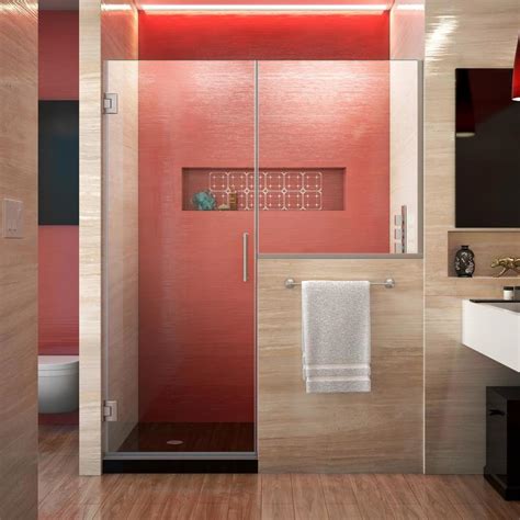 Frameless corner shower enclosure with channel on fixed panels in bathroom shower. DreamLine Unidoor Plus 58-in to 58.5-in W Frameless Hinged ...