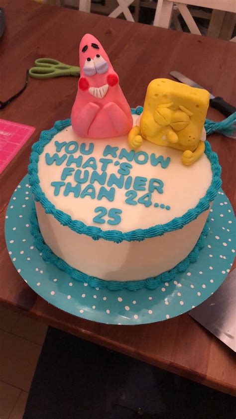 Spongebob Cake In 2021 25th Birthday Cakes Spongebob Cake Funny